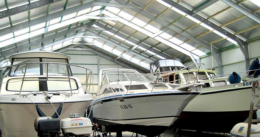 Sports storage steel hall interior boats dry and safe